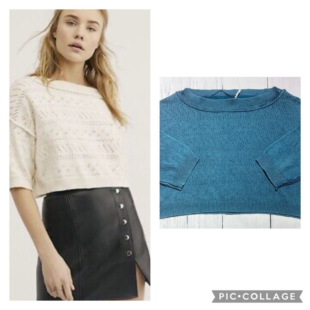 Free People Sand Castle Crop Sweater